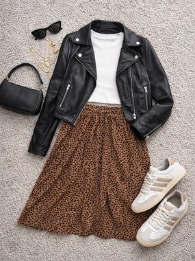 Leopard Print A-Line Skirt